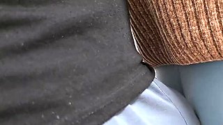 Soaked Pants Public Sex - Stranger Ejaculates On Girl's Tight Tights On Subway Train