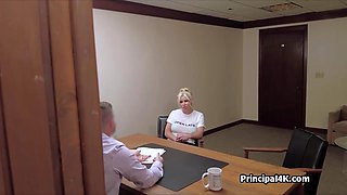 Bikini mommy blows head teacher at his office