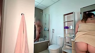 Stepmom Alina Rai Naked in Bathroom - Stepson Can't Resist Her Big Ass and Tits