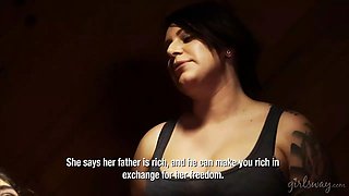 Abella Danger thumbs her captor's pussy - Luna Star