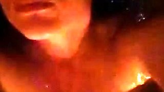 Hot brunette big boobs toying pink pussy