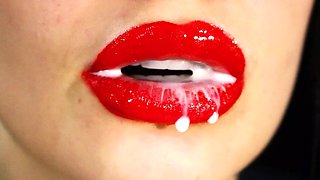 Milk Dripping Out From My Sexy Red Lips