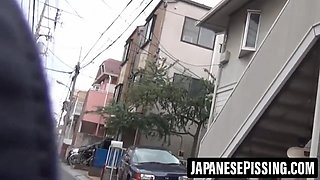 Girls struggle to hold pee and take double leaks outside