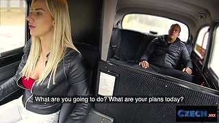 Czech xxx - hot blond cab driver with hugh boobs gets Pussy Licking climaxes