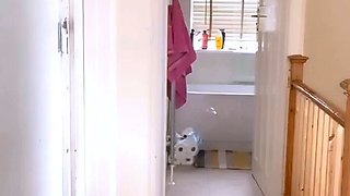 Small titted brunette teen fingering on the bed