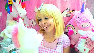 Curly Blonde Teen Records Solo Dildo Masturbation More at