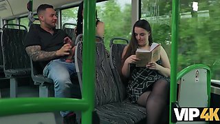 Hot Slim Busty Brunette MILF Enjoys Wild Sex With a Stranger Right On the Bus Full Of Other People