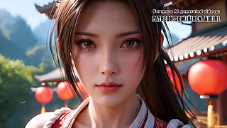 Dead or Alive Mai Shiranui cosplay Camera Kiss Tease, POV Blowjob Bliss, and Facial Smile Uncensored Hentai AI generated