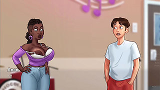 Anon beat out the rhythm from a pair of big black boobs - summer time saga