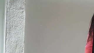 Desperation Pee on the Glass Door - Huge Pissing