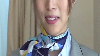 Elegant Flight Attendant. Gentle Smile Turns Into Intense Desire!