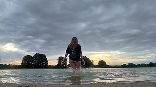 Showing My Body and Having Fun Saying Things in the Evening in an Empty Lake