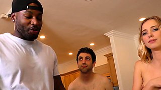 Haley Reed Humiliates Cuckold With Two Black Men