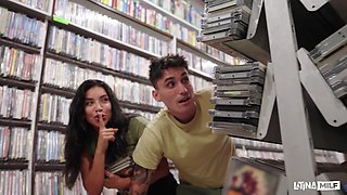 Latina Milf in Public Video Store: Browsing For Big Dick - with Redhead Audrey Reid