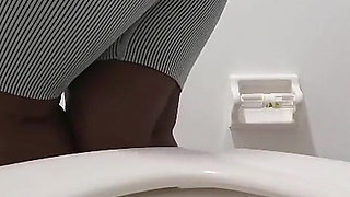 Desperate for a Pee Holding as Long as I Can Pissing in the Toilet