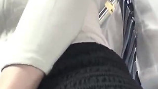 Crowded Bus Thrill. Husband Nearby, Tight Skirt Wife Feels a Bold Press and Quietly Guides It Closer in Risky Heat. - Part1