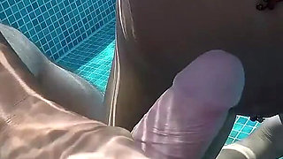 Hot MILF with Buttplug in the Pool, Fucked, Big Cumshot