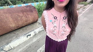 Hot babe gives blowjob and gets creampie by stranger for money