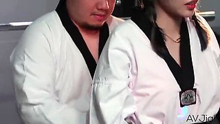 Bad Bad Gets Creampied by Karate Master in Dojo - Asian Uncensored Blowjob & Cumshot