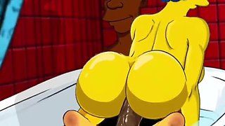 Marge Simpson Cartoon Parody - Horny Housewife Cheats While Cuckold Watches
