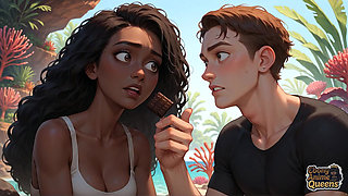 Sultry Ebony Likes Gullet Orgy on a Tropical Paradise While Her Paramour Gives Her Amazing XXX, Soddening Her in