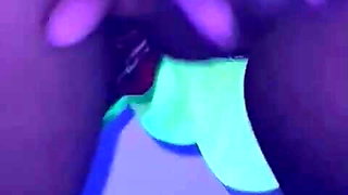 Twerking perfect body big black ass booty showing off the best of lingerie and string thong neon fluo