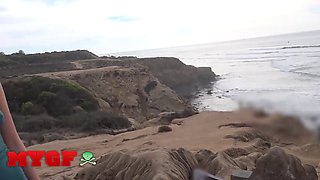 Jaye Summers flaunts pierced tits & sucks a big one outside