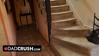 Dadcrush - voyeurism step-dad whips out his huge pecker while watching his nice daughter-in-law showering