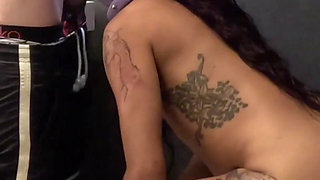 Sexy Mixed Ebony in Ski Mask Receives a Throat Pie
