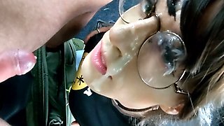 Tranny gets facial after blowjob in car! This should be proudly presented!! POV