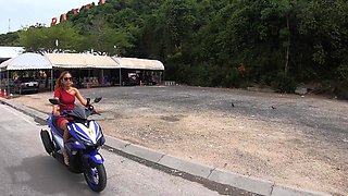 Motobike ride for Thai GF and home sex
