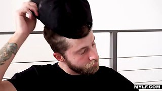 Alura Jenson blowing the studs cock dry and wringing it inbetween her large boobie