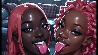 Beautiful Lesbians Tongue and Kiss Fetish, Ai Animation