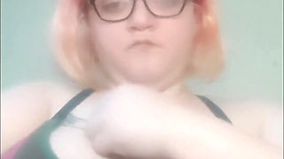 Amputated Fat BBW Playing with Her Huge Tits - Amateur Slow Motion