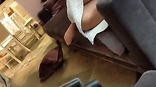 Big tit brunette sucks a big cock blowjob POV