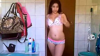 Young Turkish Teen is Striping in the Bathroom