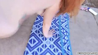 Redhead Stepmom Summer Hart Gets Naked By The Pool And Fucks Her Stepson Hard