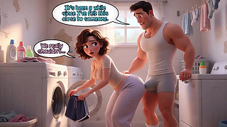Stepmom's Forbidden Laundry Secret While on the Phone (AI generated)