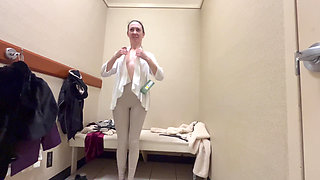 Mall Try on Flashing Showing to Her Client New Collections