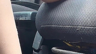 Petite Hana Show Pussy Nake in the Car Blue Dress
