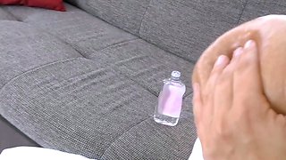 Milking Breast and JerkOff my StrapOn under my Wedding