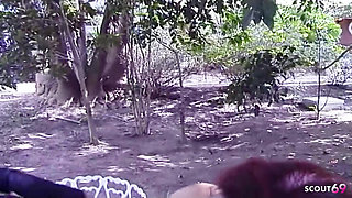 Outdoor Latina Tranny Fucks Guy for the First Time Anal in Tight Asshole