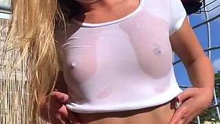 Sexy beautiful ass brunette babe outdoor solo