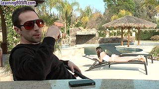 BDSM ballgagged anal babe spanked and whipped in anal action