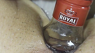Extreme Anal Insertion with a Bottle Close up