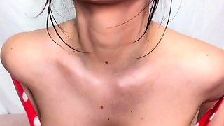 Busty curly brunette with big boobs fucks on couch