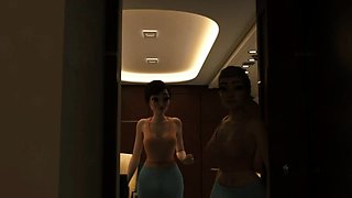 Futanari BOSS fucks hot ass in an airplane - 3D Porn