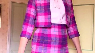 Busty Redhead MILF in a Corset Plays Solo