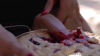 Amazing MILF Dee Williams cooks something seductive in order to get fucked by a trans