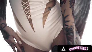 BURNING ANGEL - Famous Goth Pornstar Joanna Angel Gets DP In Rough Interracial Gangbang